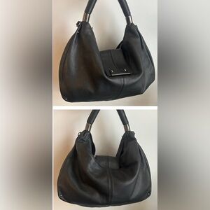 Kenneth Cole New York Black Slouch Leather Hobo Shoulder Bag Handbag Purse